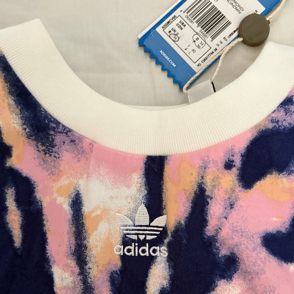 Adidas crop top short Sleeve Tie-Dye Tee - Pink, Blue, and White - Picture 9 of 9